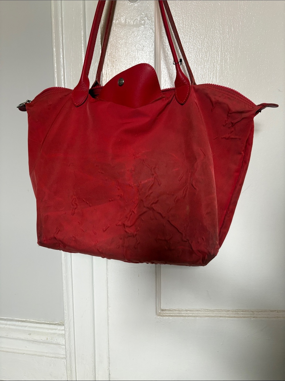 Longchamp Red Nylon Le Pliage Tote with Top Flap - Picture 2 of 2
